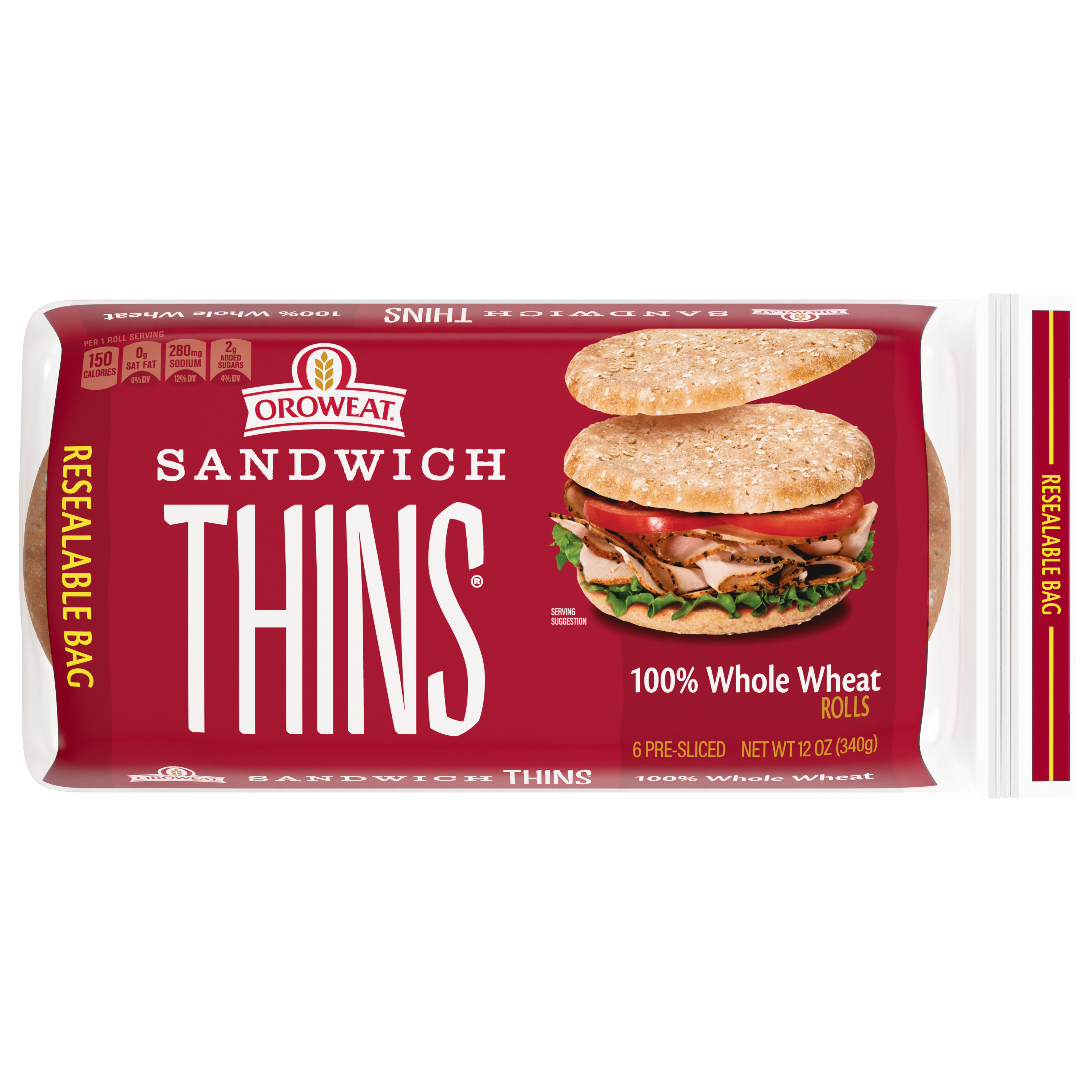 Oroweat 100% Whole Wheat sandwich thins