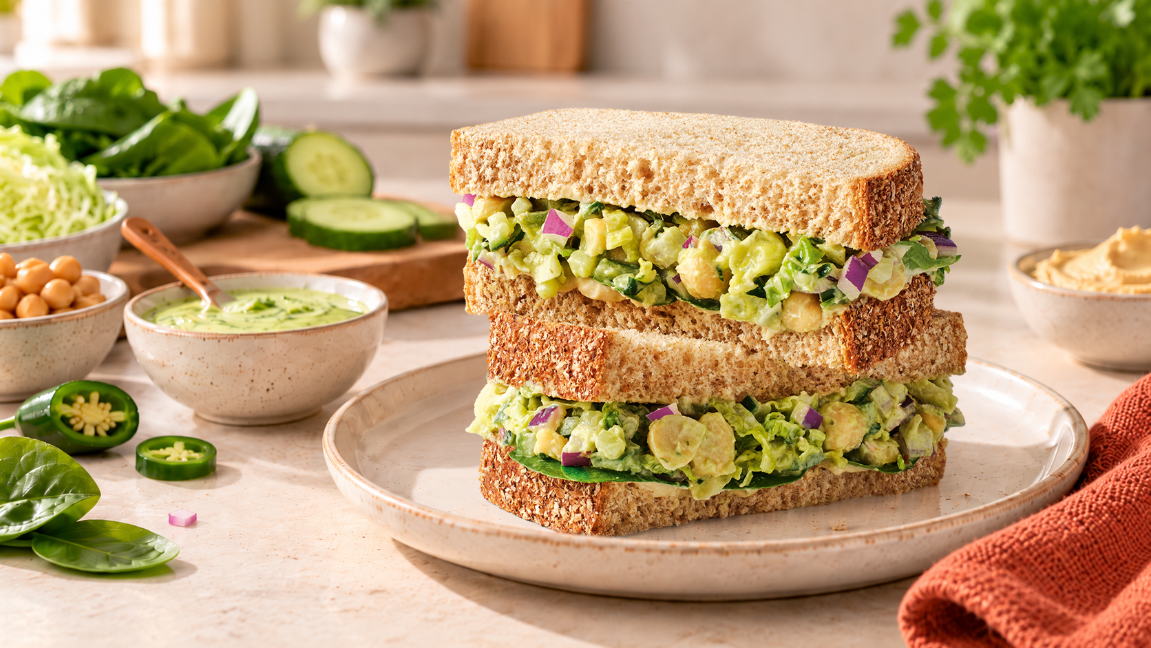 veggie green goddess sandwich