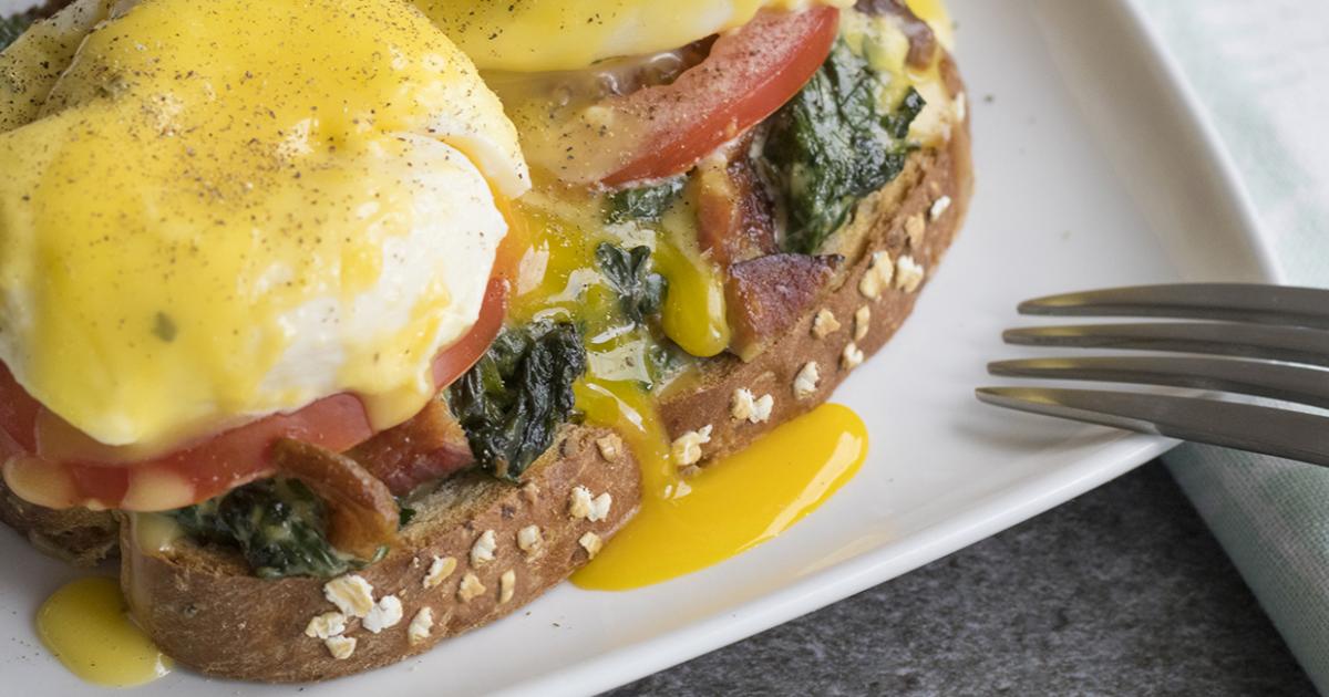 Oroweat® Premium Breads Spinach, Bacon & Tomato Eggs Benedict