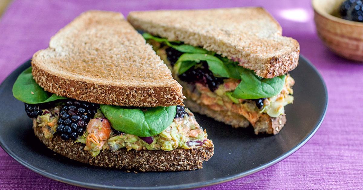 Oroweat® Premium Breads | Blackberry-Avocado Salmon Salad Sandwich